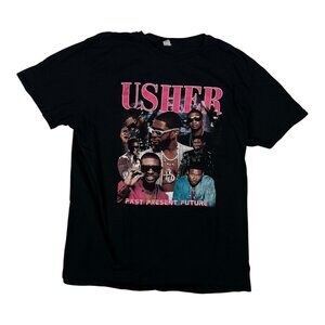 Usher ‘Past Present Future’ Tour T-Shirt Size XL Double Sided Concert Merch
